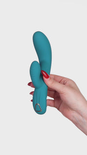 Vibratore rabbit Il Vibro Ammore di MySecretCase, in silicone, con design lineare e 10 modalità di vibrazione per stimolazione simultanea di punto G, clitoride e pareti vaginali